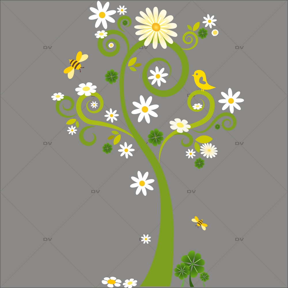 DS93 - Sticker Arbre fleuri - DECO-VITRES - Sticker mural