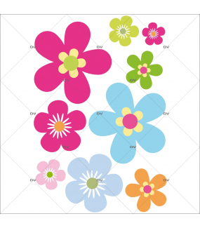 Sticker-fleurs-muticolores-chambre-bébé-enfant-salon-cuisine-salon-salle-de-bains-adhésif-encres-écologiques-latex-décoration-intérieure-DECO-VITRES