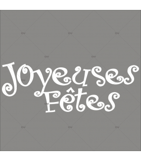 Sticker-texte-joyeuses-fêtes-blanc-vitrophanie-décoration-vitrine-noël-électrostatique-sans-colle-repositionnable-réutilisable-DECO-VITRES