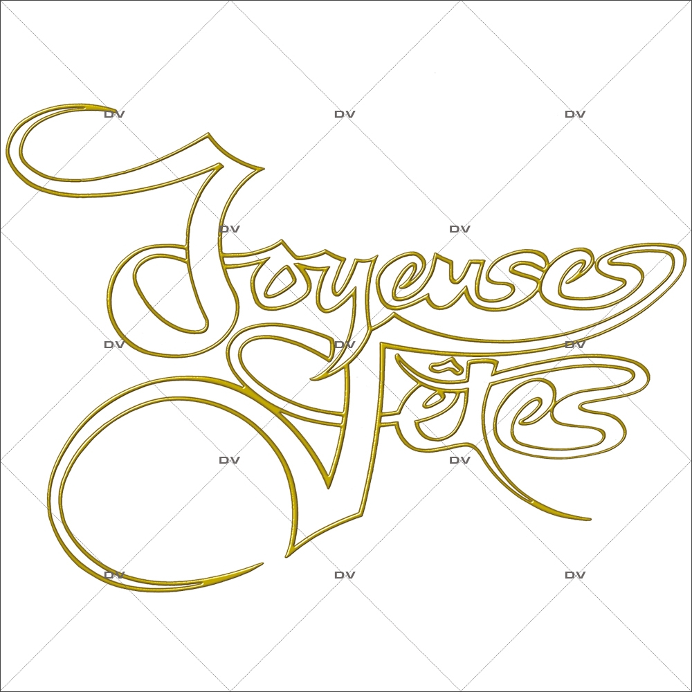 Sticker-texte-joyeuses-fêtes-jaune-doré-blanc-vitrophanie-décoration-vitrine-noël-opticien-électrostatique-sans-colle-repositionnable-réutilisable-DECO-VITRES