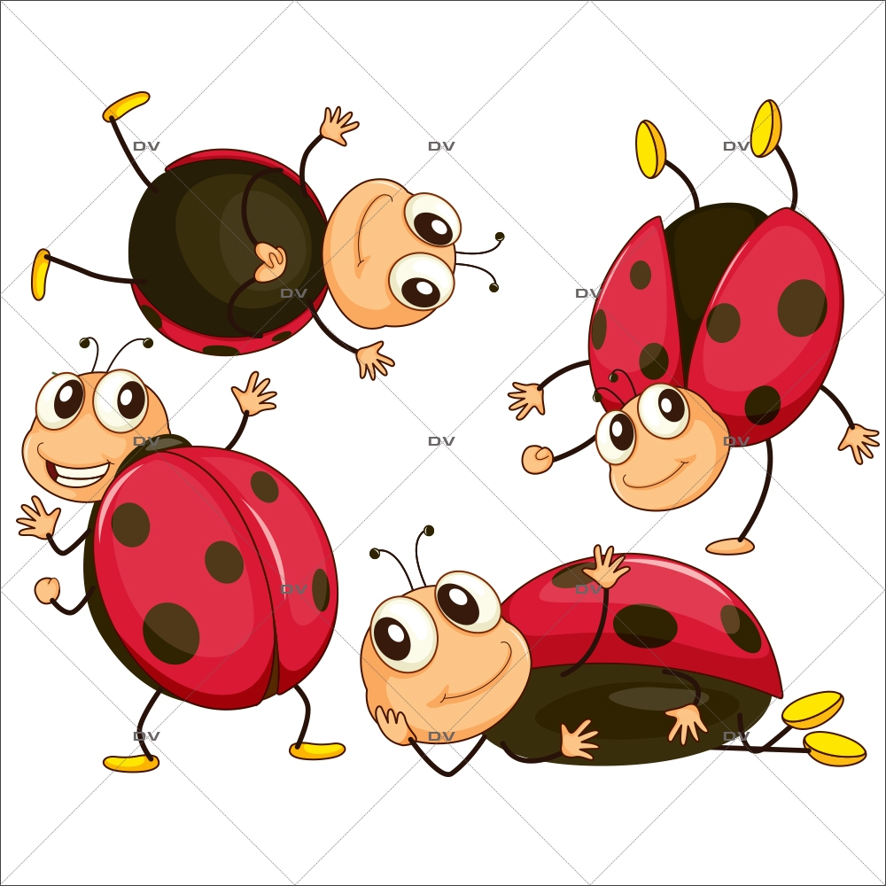 Stickers-4-coccinelles-printanière-chambre-bébé-enfant-mural-adhésif-encres-écologiques-latex-décoration-intérieure-DECO-VITRES