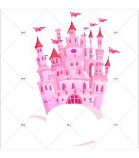 Sticker-château-féérique-rose-nuages-chambre-bébé-enfant-fille-adhésif-encres-écologiques-latex-décoration-intérieure-DECO-VITRES