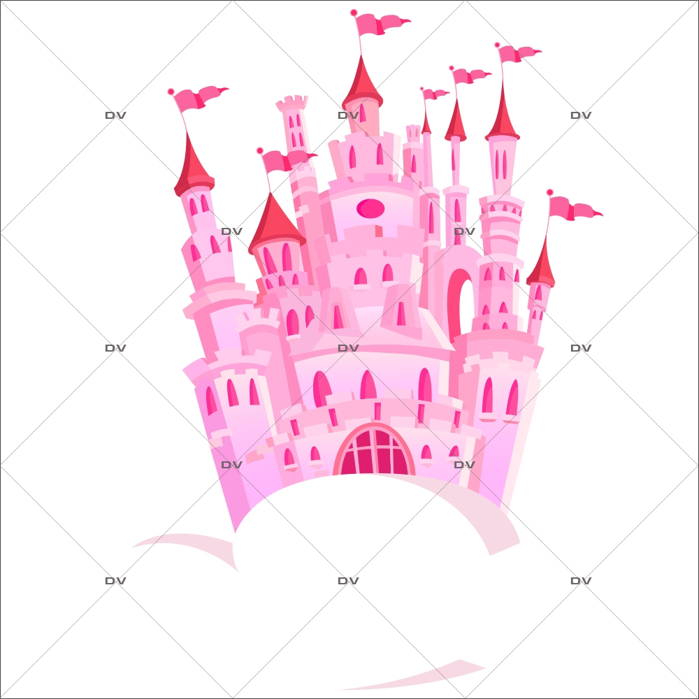 Sticker-château-féérique-rose-nuages-chambre-bébé-enfant-fille-adhésif-encres-écologiques-latex-décoration-intérieure-DECO-VITRES