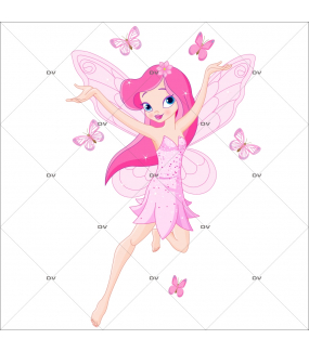 Sticker-fée-féérique-rose-papillons-chambre-bébé-enfant-fille-adhésif-encres-écologiques-latex-décoration-intérieure-DECO-VITRES