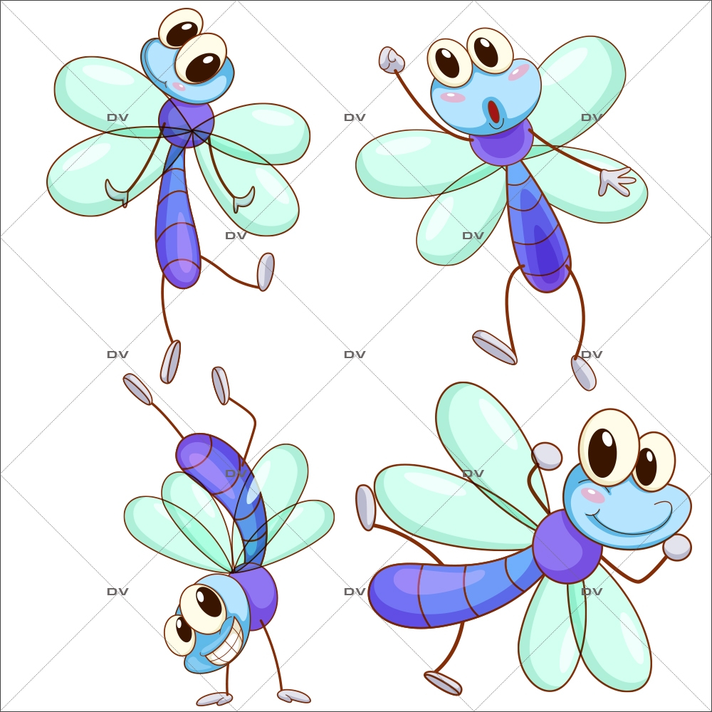 Stickers-4-libellules-bleues-chambre-enfant-bébé-mural-adhésif-encres-écologiques-latex-décoration-intérieure-DECO-VITRES