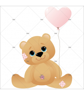 Stickers nounours coeurs rose et coeurs bébé filles par