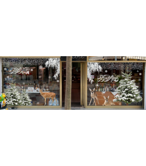 Sticker-cerf-animaux-forêt-vitrophanie-décoration-vitrine-noël-hiver-automne-électrostatique-sans-colle-repositionnable-réutilisable-DECO-VITRES