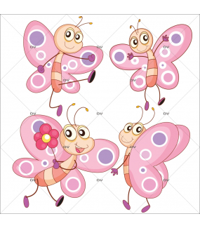 Stickers-4-papillons-roses-chambre-bébé-enfant-fille-mural-adhésif-encres-écologiques-latex-décoration-intérieure-DECO-VITRES