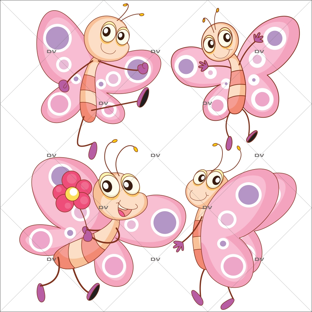 Stickers-4-papillons-roses-chambre-bébé-enfant-fille-mural-adhésif-encres-écologiques-latex-décoration-intérieure-DECO-VITRES