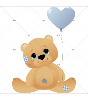 Sticker-ourson-ballon-coeur-bleu-chambre-enfant-bébé-garçon-mural-adhésif-encres-écologiques-latex-décoration-intérieure-DECO-VITRES