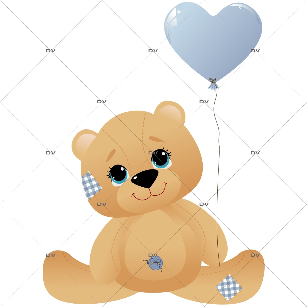 Sticker-ourson-ballon-coeur-bleu-chambre-enfant-bébé-garçon-mural-adhésif-encres-écologiques-latex-décoration-intérieure-DECO-VITRES