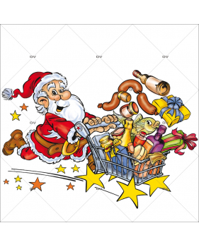 Sticker-père-noël-supermarché-vitrophanie-décoration-vitrine-noël-électrostatique-sans-colle-repositionnable-réutilisable-DECO-VITRES