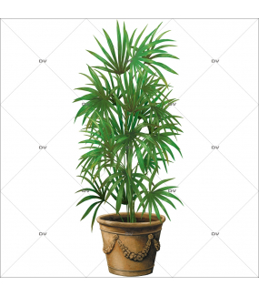 Sticker-kentia-pot-retro-plante-exotique-tropical-adhésif-encres-écologiques-latex-décoration-intérieure-DECO-VITRES