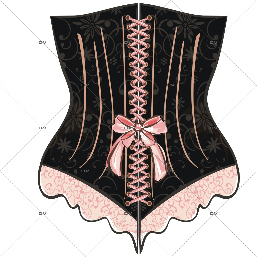 Sticker-corset-mode-chambre-enfant-fille-adhésif-encres-écologiques-latex-décoration-intérieure-DECO-VITRES
