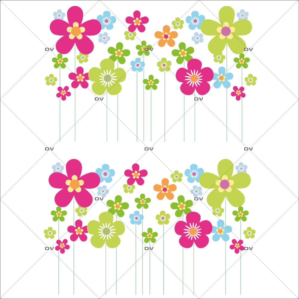 Autocollant vitrine Kit de Stickers Petites Fleurs Fleuriste Printemps