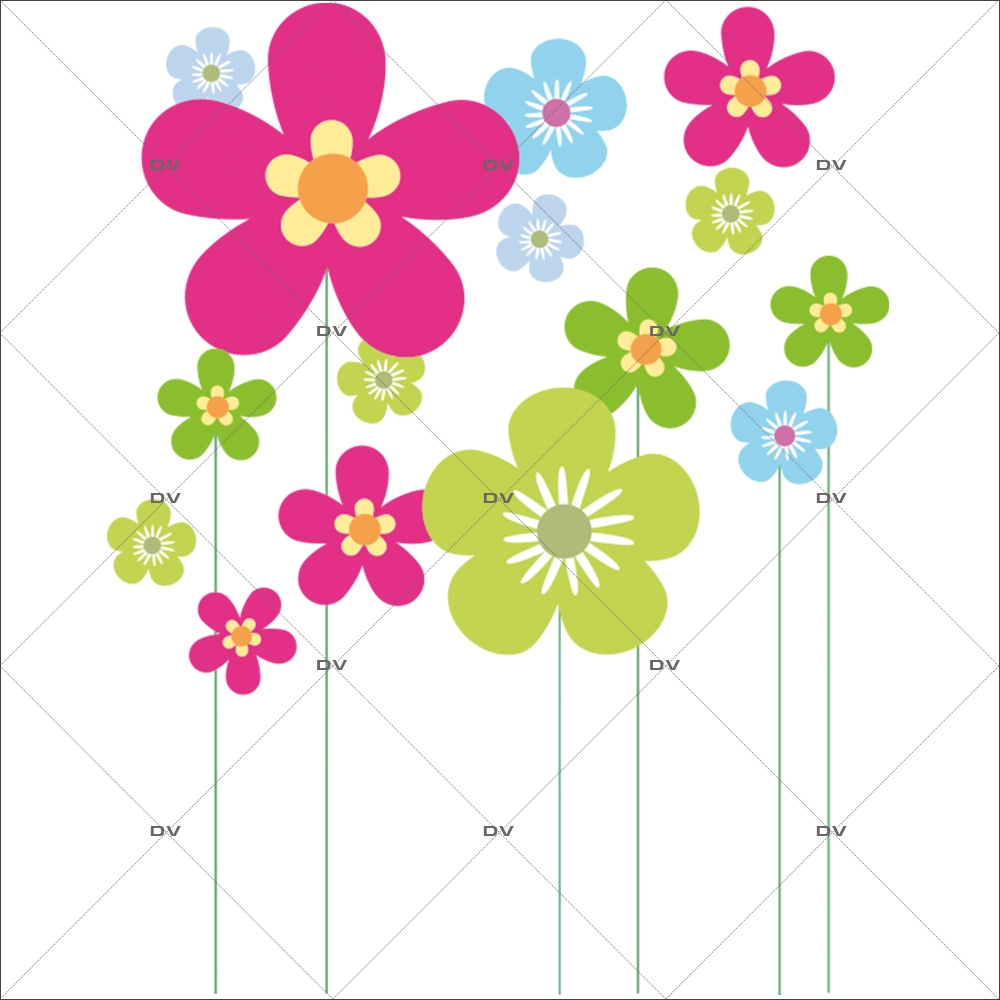 Sticker-frises-de-fleurs-multicolores-printemps-été-vitrophanie-décoration-vitrine-estivale-printanière-électrostatique-sans-colle-repositionnable-réutilisable-DECO-VITRES