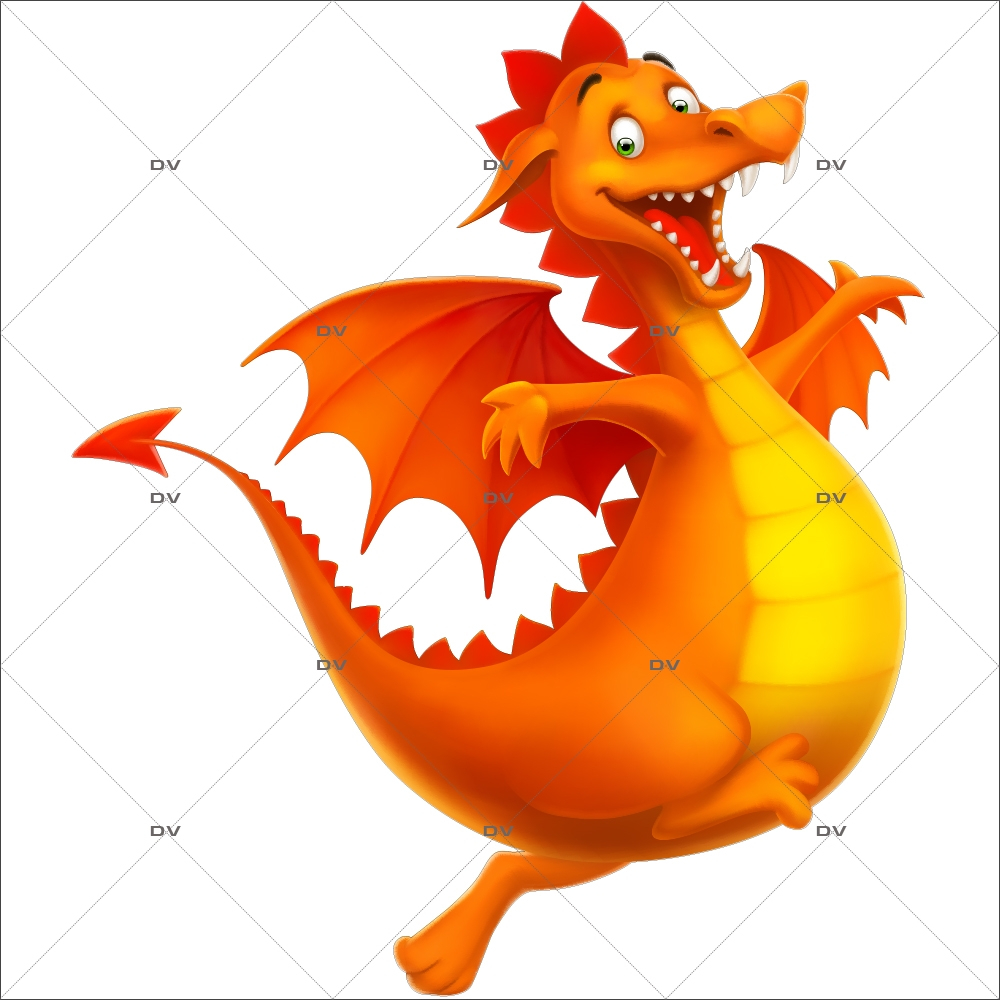 Sticker-dragon-gentil-chambre-enfant-garçon-médiéval-chevalier-adhésif-encres-écologiques-latex-décoration-intérieure-DECO-VITRES