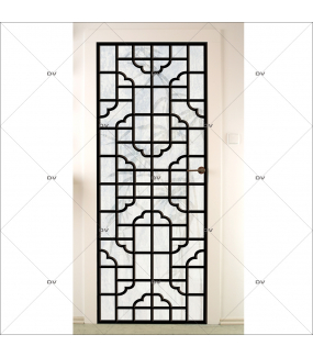 Sticker-porte-panneautage-asiatique-fond-bambous-ambiance-zen-adhésif-encres-écologiques-latex-décoration-intérieure-DECO-VITRES