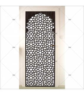 Sticker-porte-moucharabieh-ambiance-orientale-fond-blanc-adhésif-encres-écologiques-latex-décoration-intérieure-DECO-VITRES