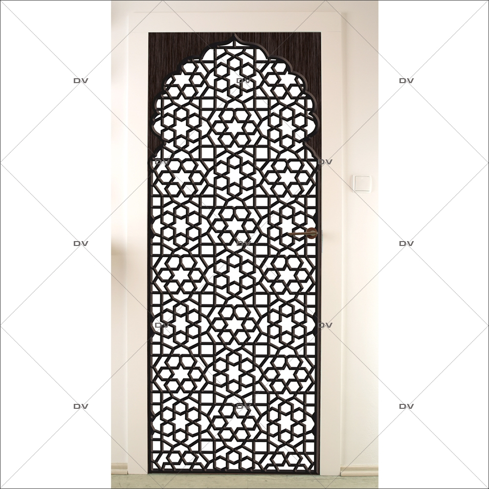 Sticker-porte-moucharabieh-ambiance-orientale-fond-blanc-adhésif-encres-écologiques-latex-décoration-intérieure-DECO-VITRES Sticker-porte-moucharabieh-ambiance-orientale-fond-blanc-adhésif-encres-écologiques-latex-décoration-intérieure-DECO-VITRES