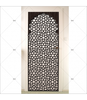 Sticker-porte-moucharabieh-ambiance-orientale-fond-dégradé-adhésif-encres-écologiques-latex-décoration-intérieure-DECO-VITRES