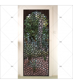 Sticker-porte-moucharabieh-ambiance-orientale-fond-cactus-adhésif-encres-écologiques-latex-décoration-intérieure-DECO-VITRES