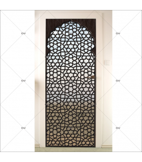 Sticker-porte-moucharabieh-ambiance-orientale-fond-désert-adhésif-encres-écologiques-latex-décoration-intérieure-DECO-VITRES