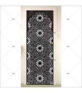 Sticker-porte-moucharabieh-ambiance-orientale-fond-blanc-adhésif-encres-écologiques-latex-décoration-intérieure-DECO-VITRES