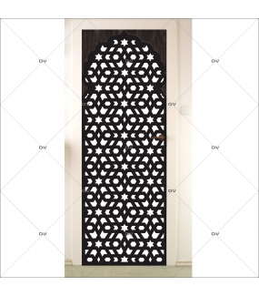 Sticker-porte-moucharabieh-ambiance-orientale-fond-blanc-adhésif-encres-écologiques-latex-décoration-intérieure-DECO-VITRES