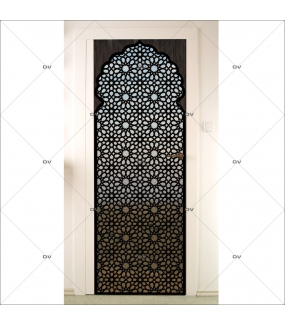 Sticker-porte-moucharabieh-ambiance-orientale-fond-désert-adhésif-encres-écologiques-latex-décoration-intérieure-DECO-VITRES