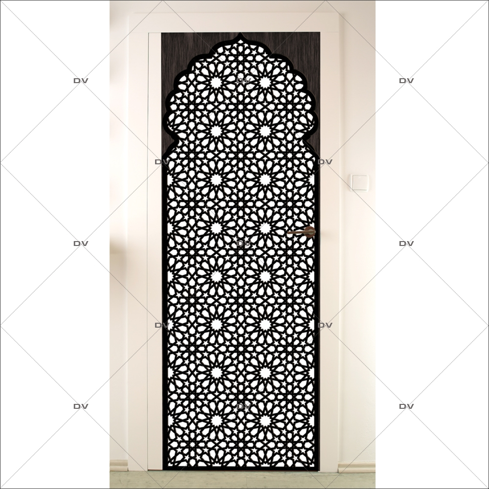 Sticker-porte-moucharabieh-ambiance-orientale-fond-blanc-adhésif-encres-écologiques-latex-décoration-intérieure-DECO-VITRES Sticker-porte-moucharabieh-ambiance-orientale-fond-blanc-adhésif-encres-écologiques-latex-décoration-intérieure-DECO-VITRES