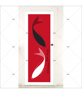 Sticker-porte-carpes-koi-asiatique-ambiance-zen-adhésif-encres-écologiques-latex-décoration-intérieure-DECO-VITRES