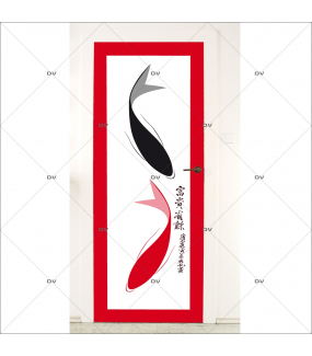 Sticker-porte-carpes-koi-asiatique-ambiance-zen-adhésif-encres-écologiques-latex-décoration-intérieure-DECO-VITRES
