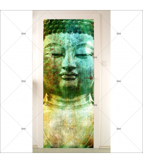 Sticker-porte-bouddha-asiatique-ambiance-zen-adhésif-encres-écologiques-latex-décoration-intérieure-DECO-VITRES