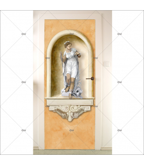 Sticker-porte-niche-statue-antique-trompe-l-oeil-retro-adhésif-encres-écologiques-latex-décoration-intérieure-DECO-VITRES