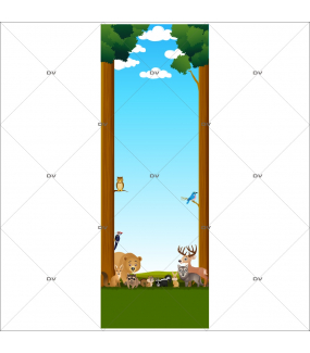 Sticker-porte-animaux-de-la-forêt-hibou-ours-loup-cerf-écureuil-mouflette-renard-lapin-chambre-bébé-enfant-adhésif-encres-écologiques-latex-décoration-intérieure-DECO-VITRES