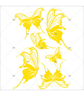 Sticker-papillons-jaunes-animaux-nature-printemps-été-vitrophanie-décoration-vitrine-printanière-estivale-fêtes-pâques-électrostatique-sans-colle-repositionnable-réutilisable-DECO-VITRES