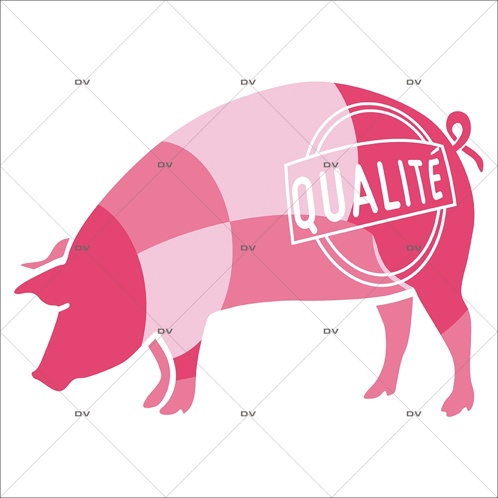 Sticker-porc-cochon-qualité-vitrophanie-décoration-vitrine-boucherie-charcuterie-électrostatique-sans-colle-repositionnable-réutilisable-DECO-VITRES