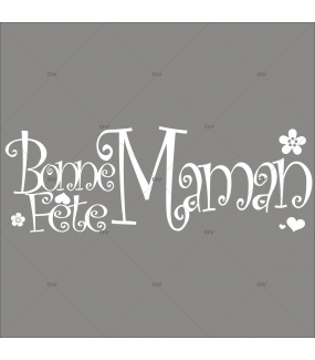 Sticker-bonne-fête-maman-fleurs-coeurs-texte-blanc-vitrophanie-décoration-vitrine-printanière-fête-mères-électrostatique-sans-colle-repositionnable-réutilisable-DECO-VITRES