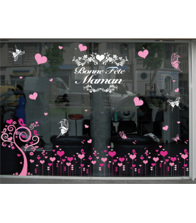 Sticker-coeurs-roses-vitrophanie-décoration-vitrine-fêtes-grands-mères-pères-st-valentin-soldes-noël-pâques-électrostatique-sans-colle-repositionnable-réutilisable-DECO-VITRES