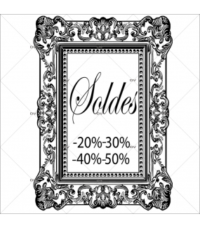 Sticker-soldes-pourcentages-cadre-retro-textes-noirs-vitrophanie-décoration-vitrine-promotionnelle-électrostatique-sans-colle-repositionnable-réutilisable-DECO-VITRES