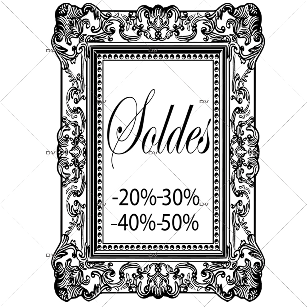 Sticker-soldes-pourcentages-cadre-retro-textes-noirs-vitrophanie-décoration-vitrine-promotionnelle-électrostatique-sans-colle-repositionnable-réutilisable-DECO-VITRES