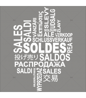 Sticker-soldes-multilingue-textes-blancs-soldes-vitrophanie-décoration-vitrine-promotionnelle-électrostatique-sans-colle-repositionnable-réutilisable-DECO-VITRES