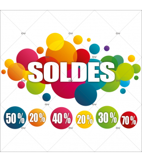 Sticker-soldes-pourcentages-ronds-multicolores-vitrophanie-décoration-vitrine-promotionnelle-électrostatique-sans-colle-repositionnable-réutilisable-DECO-VITRES