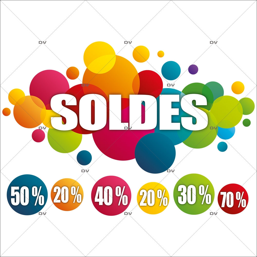 Sticker-soldes-pourcentages-ronds-multicolores-vitrophanie-décoration-vitrine-promotionnelle-électrostatique-sans-colle-repositionnable-réutilisable-DECO-VITRES