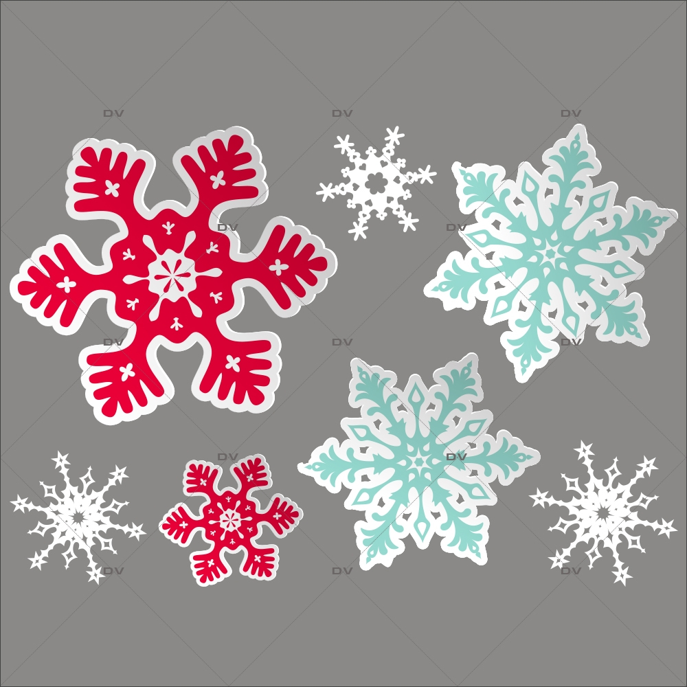 Sticker-cristaux-géants-rouges-blancs-bleus-vitrophanie-décoration-vitrine-noël-électrostatique-sans-colle-repositionnable-réutilisable-DECO-VITRES