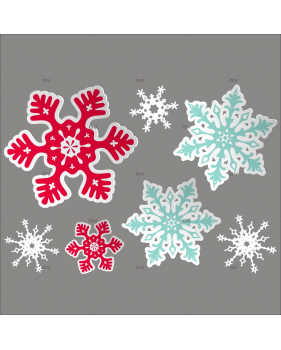 Sticker-cristaux-géants-rouges-blancs-bleus-vitrophanie-décoration-vitrine-noël-électrostatique-sans-colle-repositionnable-réutilisable-DECO-VITRES