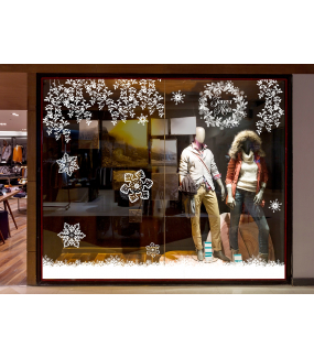 Sticker-frises-cristaux-blancs-paysage-hiver-neige-entourage-vitrophanie-décoration-vitrine-noël-électrostatique-sans-colle-repositionnable-réutilisable-DECO-VITRES