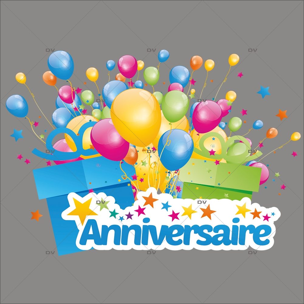 Sticker-Anniversaire-ballons-et-cadeaux-vitrophanie-décoration-vitrine-électrostatique-sans-colle-repositionnable-réutilisable-DECO-VITRES