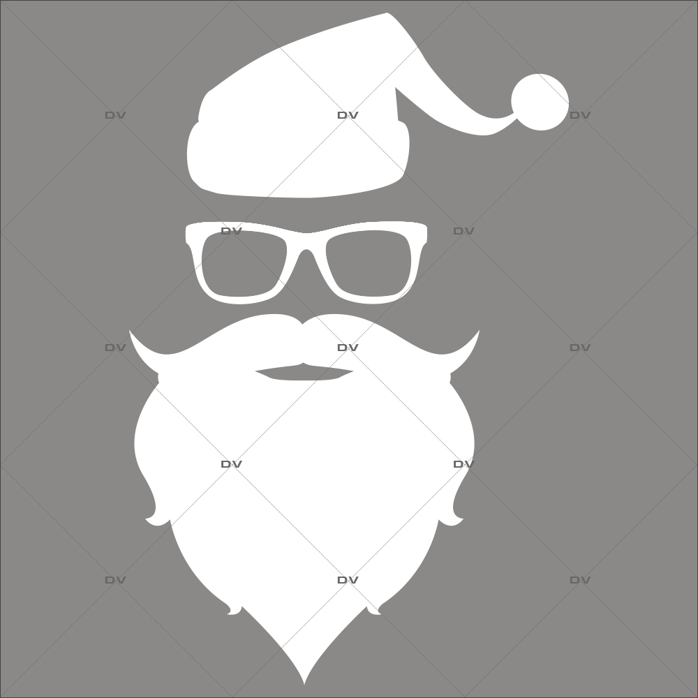 Sticker-tête-de-père-noël-lunettes-silhouette-blanc-vitrophanie-décoration-vitrine-noël-opticien-électrostatique-sans-colle-repositionnable-réutilisable-DECO-VITRES